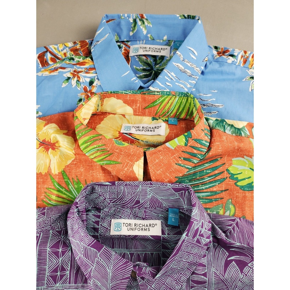 Tori Richard Shirt Mens Large Multicolor Cotton Short Sleeve Hawaiian Lot Of 3